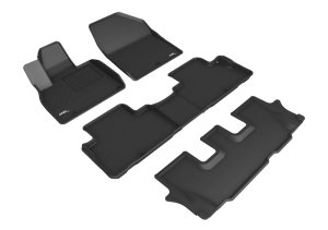 Kia Telluride Floor Mat Set - Front + Rear - 3D MAXpider - KAGU Series - Black - `20-`24 Kia Telluride Floor Mat Set - Front + Rear - 3D MAXpider - KAGU Series - Black - `20-`24